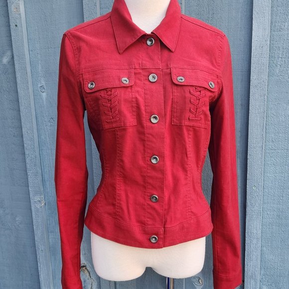 Mexx Ladies Red Cotton Polyester Jacket Size GB 12/CD 8/38/FR40 - Picture 1 of 6